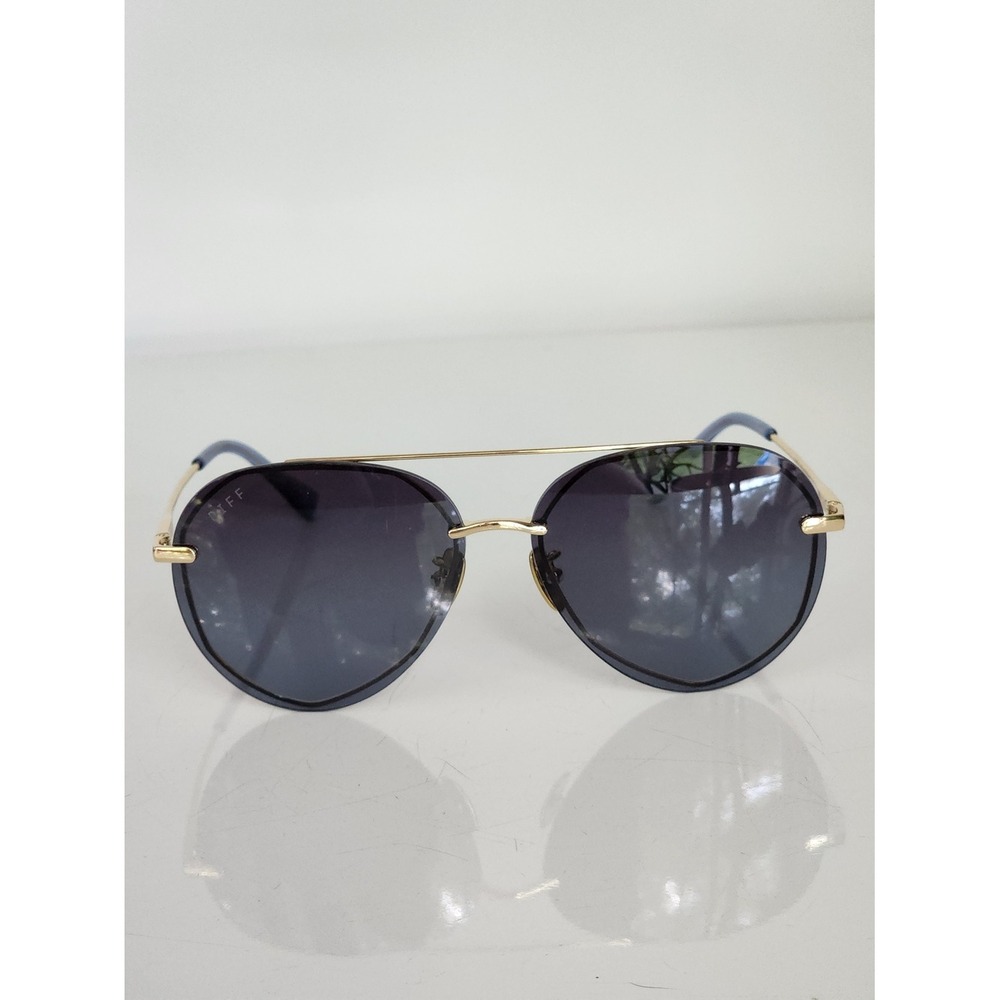 DIFF EYEWEAR Polarized Aviator Gold Blue Lens Sunglasses Lenox - Picture 3 of 8
